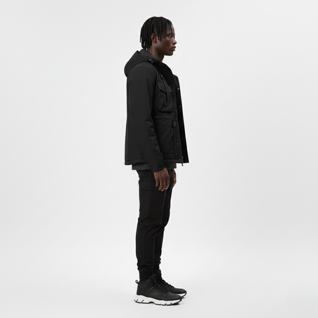 Chaqueta utility con capucha y bolsillos cargo