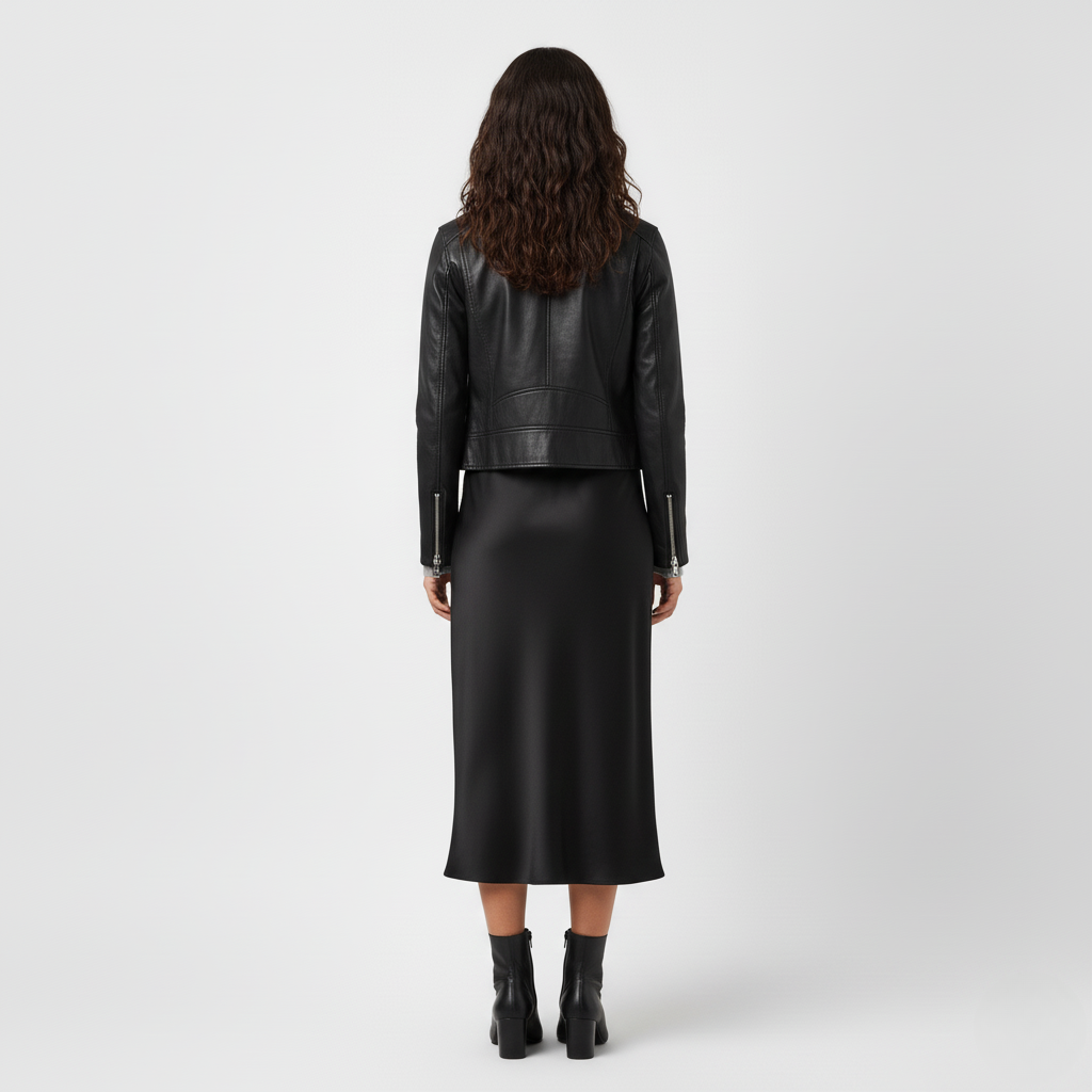 Chaqueta biker negra de cuero clásico