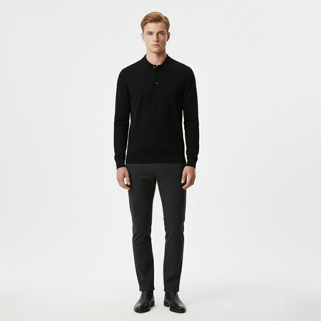 Polo de manga larga entallado