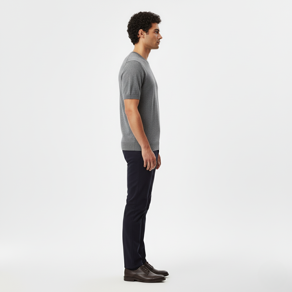 Jersey de punto de manga corta con cuello redondo