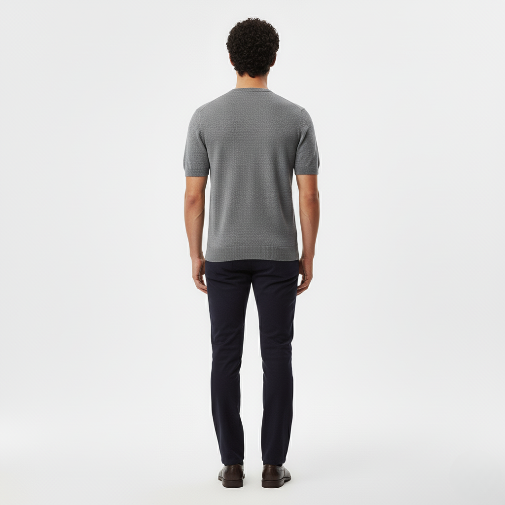 Jersey de punto de manga corta con cuello redondo